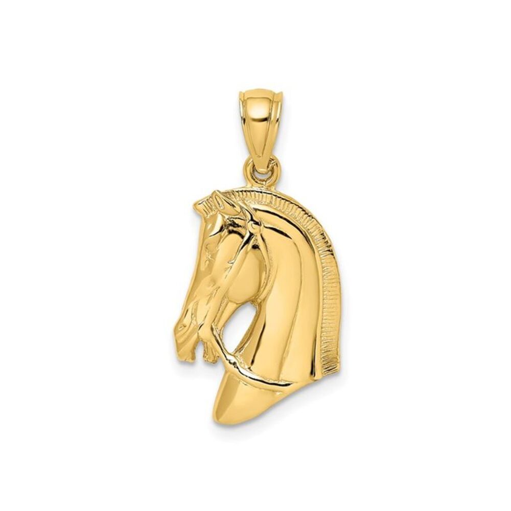 10K Yellow Gold Horse Head with Short Mane Pendant (NO CHAIN)